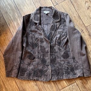 Coldwater Creek Brown Floral Blazer